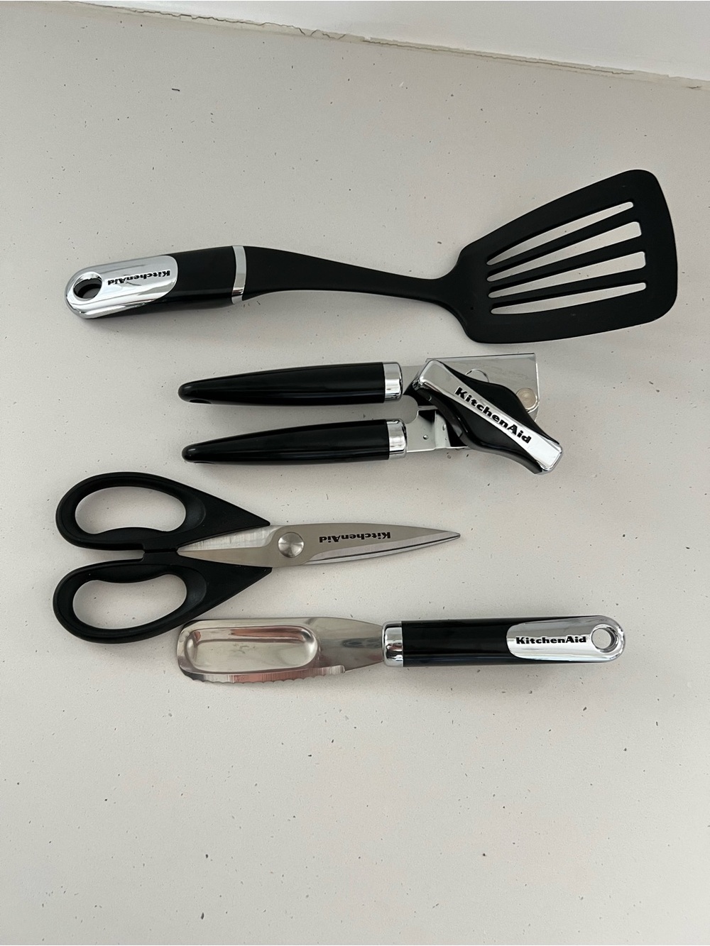 KitchenAid 5-Piece Black Chrome Kitchen Utensil Gadget Set NWOT